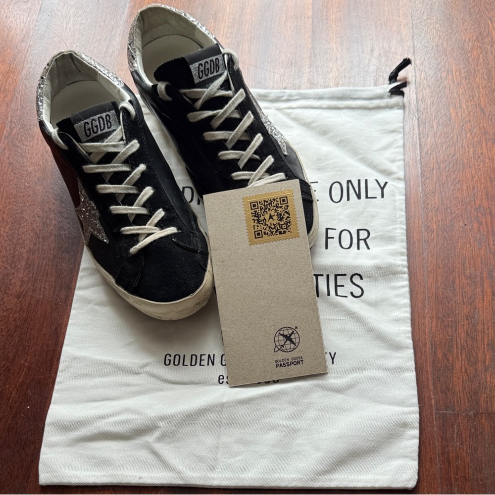 Golden Goose Limited Edition-Black & Silver Glitter StarWomen's Sneakers-Size 39 - Picture 13 of 15